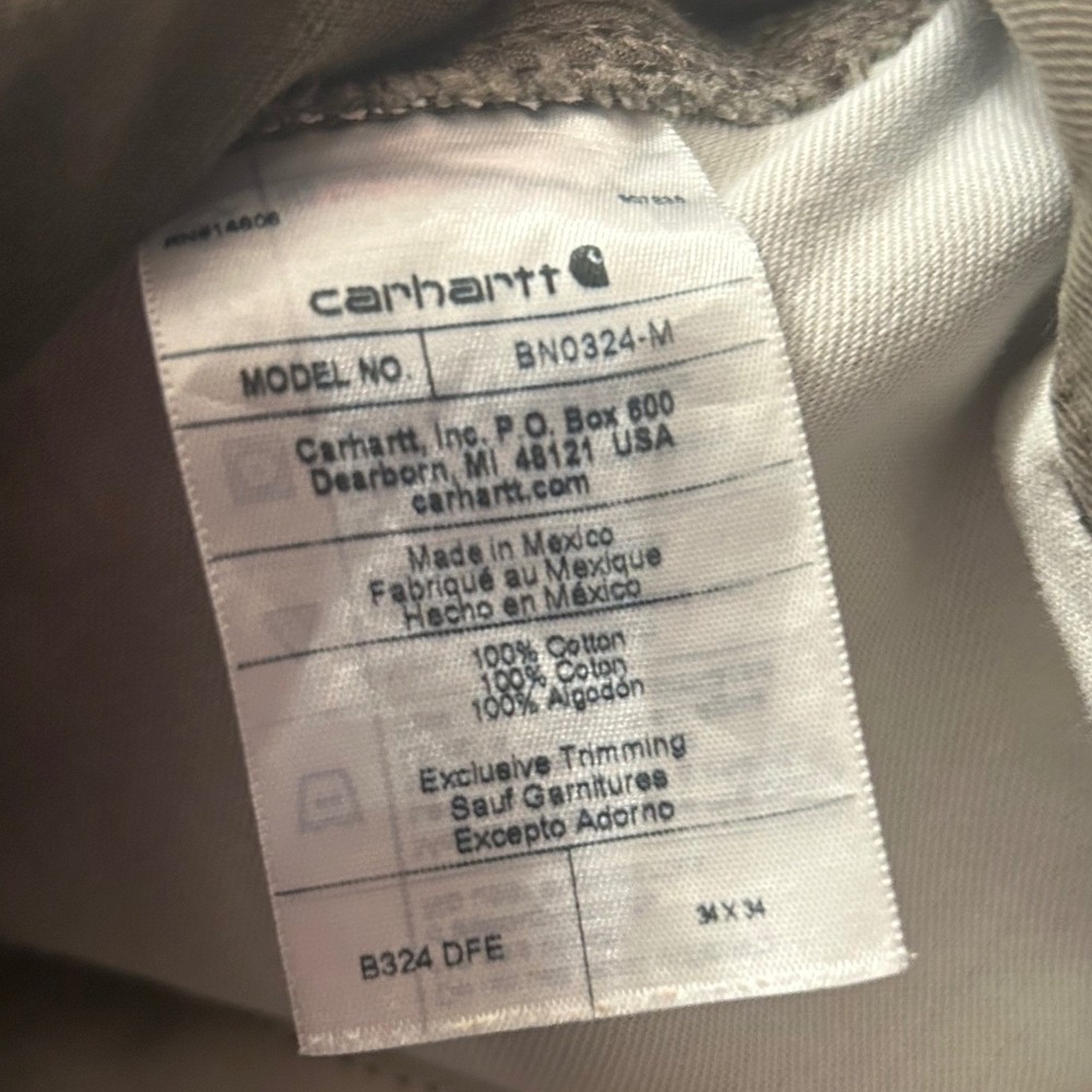 Carhartt B324 DFE Relaxed Fit Carpenter Pants Dark Olive Green 34x34 Mens - Picture 5 of 8